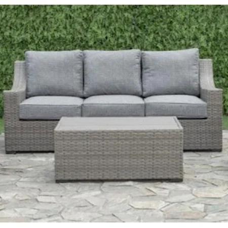 Aluminum and Wicker Outdoor Sofa